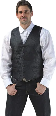 Produktbild von Herren Western Weste Cowboy Biker Jacquardweste »LINCOLN« Schwarz