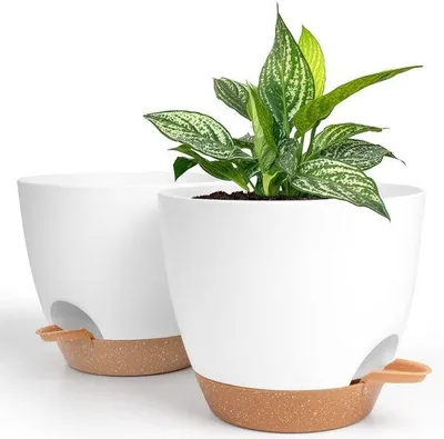 Produktbild von Selbewässernder Blumentopf, 20 cm - 2er-Pack - Kunststoff-Blumentopf - Mit Drainagelöchern - Wasserreservoir - Für Pflanzen im Innen- und Außenbereich - Pflanzgefäß