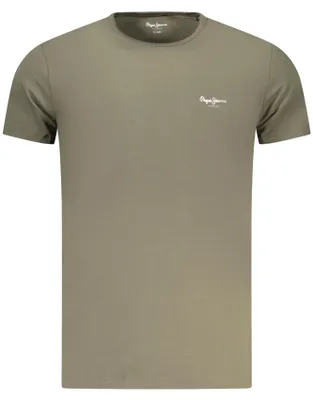 Image de T-shirt slim fit vert pour homme - Coton durable, col rond, imprimé