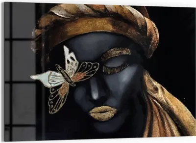 Produktbild von DEQORI Glasbild Echtglas 90x60 cm 'Frau mit Turban' Wandbild Bild modern Deko