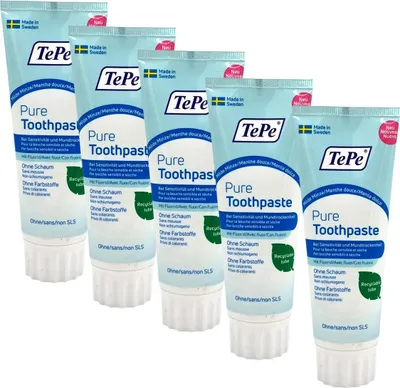 Produktbild von 5x TePe Pure Zahnpasta - milde Minze 5x 75ml