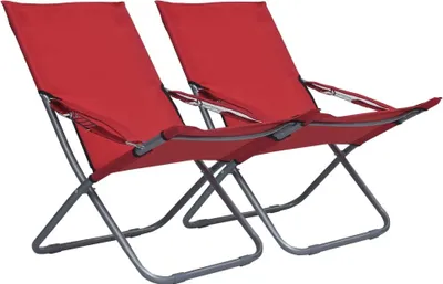 Image de Chaises pliables de plage lot de 2 Tissu Rouge