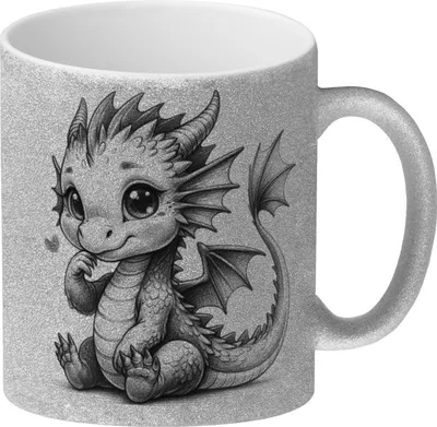 Produktbild von Niedlicher Drache Glitzer-Kaffeebecher