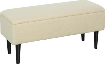 Produktbild von Vintage Sitzbank mit Kaschmir-Optik, Schuhbank mit Stauraum, Beige Schwarz