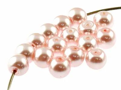 Produktbild von Vintageparts Glaswachsperle rund rosa 8 mm, 40 Stück