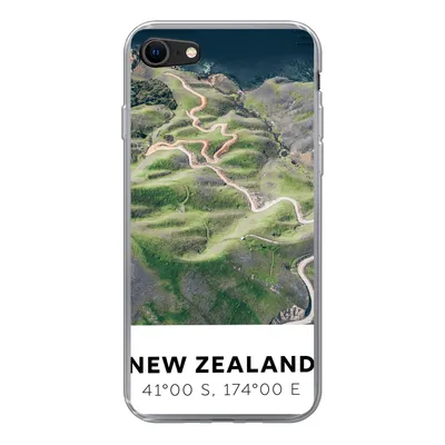 Produktbild von MuchoWow® Handyhülle Schutzhülle Hülle für iPhone SE 2020 Neuseeland - Wasser - Grün - Strand Silikon Softcase Handy Hülle - Kartenbesitzer