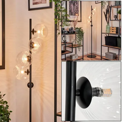 Produktbild von Garaguso Stehlampe aus Metall/Riffelglas in Schwarz/Klar