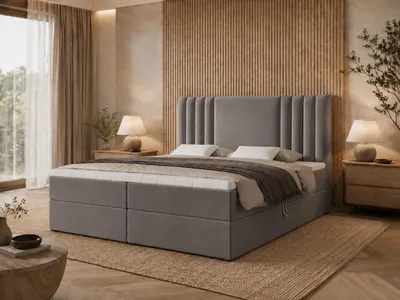 Produktbild von Emlar Boxspringbett Sava 200x200 - Bett mit Matratze und Topper - Boxspringbett mit Bettkasten und Matratze - Boxspringbett Grau (Magic Velvet 2218)