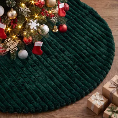 Imagen del producto de Falda para árbol de Navidad de felpa, 150 cm, color verde