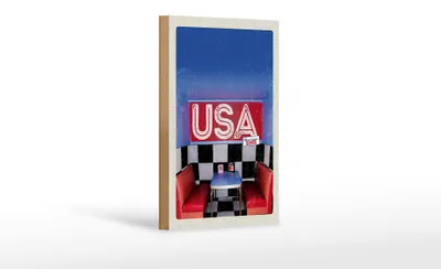 Produktbild von Holzschild Reise 12x18cm Amerika Diner Restaurant Fast Food Schild