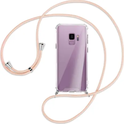 Produktbild von Handykette Backcover-Schutzhülle mit Band (Metall silberfarben) für Samsung Galaxy S9 - rose peach