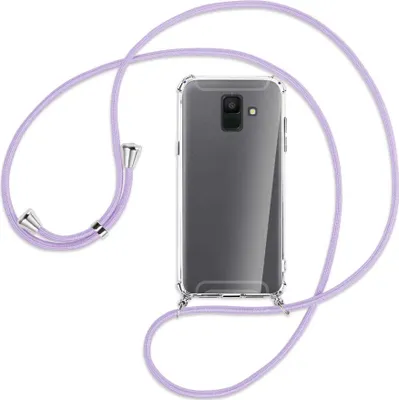 Produktbild von Handykette Backcover-Schutzhülle mit Band (Metall silberfarben) für Samsung Galaxy A6 2018 - violett