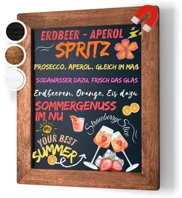 Produktbild von Magnetisches Kreidetafel A3 (39 x 49 cm) zum Aufhängen – Schiefertafel mit braunem Holzrahmen, Wandtafel/Schreibtafel für Küche, Speisekarte und Gastronomie, inklusive Juteband