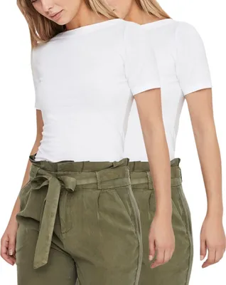 Produktbild von Vero Moda Doppelpack T-Shirts Damen Panda Top U-Boot Ausschnitt Kurzarm, VM Panda White/White-XXL