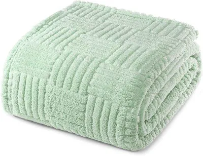 Image de Couvertures en polaire douces – chaudes et décoratives – 220 x 240 cm – vert clair