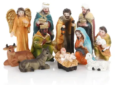 Krippenset, 11 Figuren, klassisch, Kunstharz, mehrfarbig