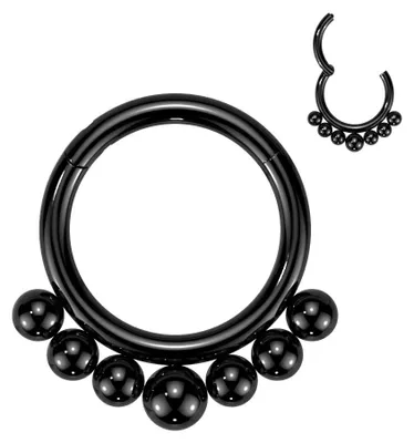 Produktbild von Septum Clicker Piercing Titan Kugeln Schwarz