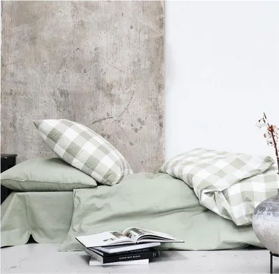 Immagine prodotto di Biancheria da letto morbida 135x200 cm verde/bianco in cotone