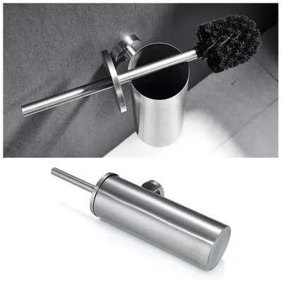 Produktbild von WC-Bürste Auralum Edelstahl Toilettenbürste, Wandmontage 304 Edelstahl WC Bürstenhalter mit herausnehmbarem Behälter, Badzubehör Silber Gebürstet