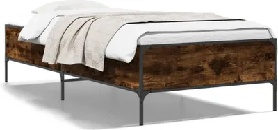 Produktbild von "2026 Promotion" Bettgestell moderne - Räuchereiche - 90x200 cm - Holzwerkstoff und Metall - Polsterbett CC30235