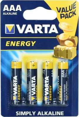 Obrázok produktu pre Varta Energy AAA, Batéria na jedno použitie, AAA, Alkalický, 1,5 V, 4 kusov, 44,5 mm