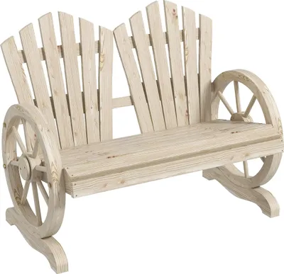 Produktbild von Sweiko Gartenbank, Wagenrad-Design, für 2 Personen, Naturholz