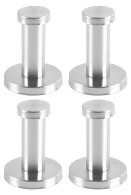 4er-Set Edelstahl-Wandhaken, silber, 52 mm, für Bad & Garage