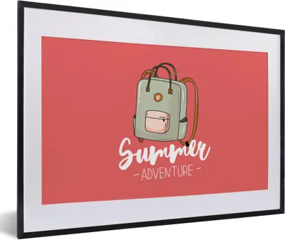 Produktbild von MuchoWow® Gerahmtes Poster Reisekoffer - Weiß - Rosa 60x40 cm - Poster mit Schwarzem Bilderrahmen Wandposter Rahmen Foto Bilder - Schlafzimmer - Plakat in Rahmen - Drucken