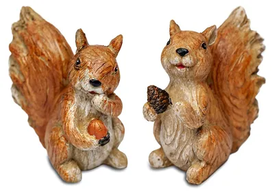 Produktbild von 2er Set Eichhörnchen Figuren – Herbstdeko in Naturoptik