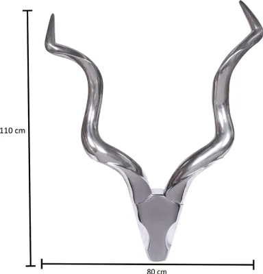 Zdjęcie produktu dla FineBuy, dekoracyjny element ścienny z porożem jelenia, 110 cm, aluminium, styl rustykalny, kolor srebrny, metal, nowoczesny, głowa jelenia, poroże, dekoracja wnętrz, dekoracja ścienna, ozdoba ścienna