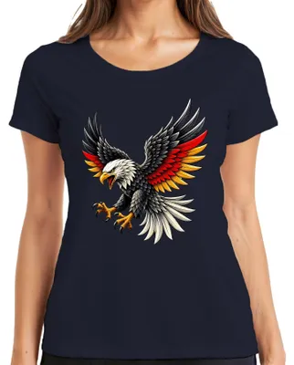 Produktbild von Deutschland Adler Bundesadler Stolz Schwarz Statement Sarkasmus WM Damen T-Shirt, Navy, L