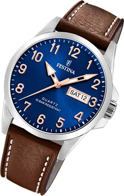 Produktbild von Festina Herren Uhr Klassik F20358/B Edelstahl Armband-Uhr braun UF20358/B