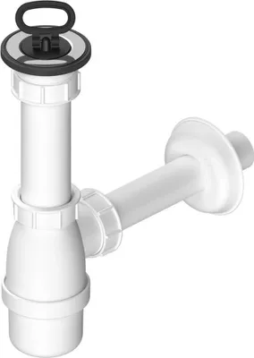 Produktbild von Bruckner Waschtisch-Siphon, Edelstahl Auslass, Stopfen mit Ohr, DN40, Weiß