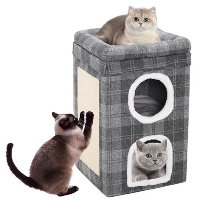 Image de Omgoods - Maison intérieure pour chats - Grand panier pour chats avec griffoir et coussin