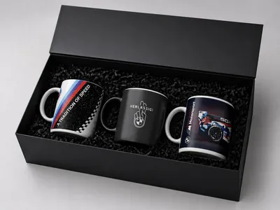 Produktbild von BMW Geschenkset exklusiver Geschenkbox 3-teilig M Tasse Kaffeetasse Motorsport Geschenk-Set