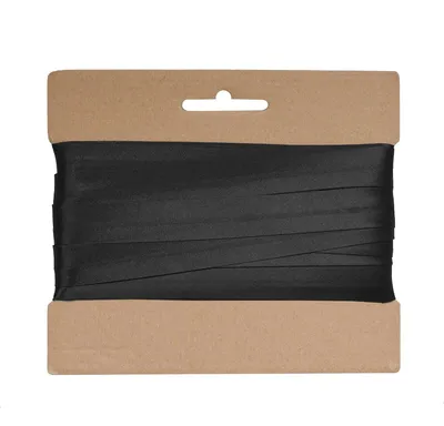 20m Schrägband Satin 20mm gefalzt schwarz
