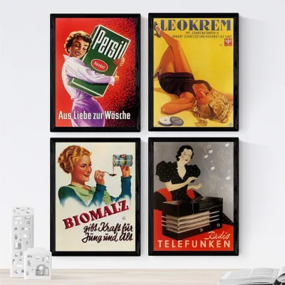 Image de Ensemble de 4 affiches vintage, format A4, style rétro, pour la décoration