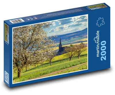 Obrázek produktu pro Puzzle 2000 Jarní krajina s kostelem - martinpuzzle