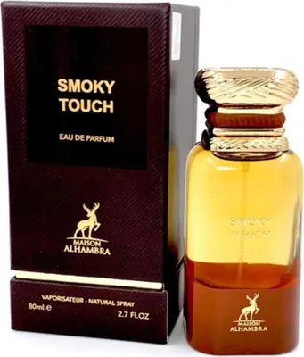 A perfume bottle and its box are displayed against a white background.