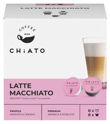 Produktbild von Kaffeekapseln kompatibel mit NESCAFÉ® Dolce Gusto® CHiATO Latte Macchiato, 8+8 Stk.