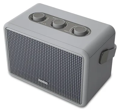 Produktbild von MEDION BXO-1 Bluetooth Lautsprecher – Kraftvoller Sound im hochwertigen Retro-Design, bis zu 15 Stunden Akkulaufzeit, Bluetooth 5.3, IPX4, USB-C grau