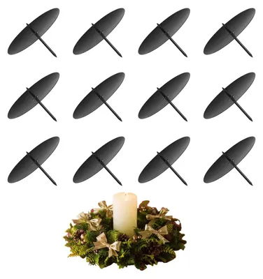 Productafbeelding van Kaarsenhouder voor adventskrans - 12 stuks - metaal - zwart - 6 cm