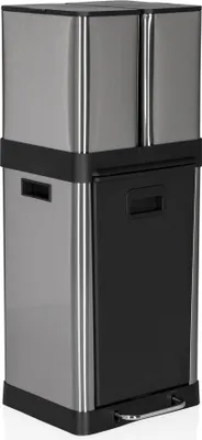 Produktbild von hjh OFFICE Mülleimer 32 Liter CLEAN 3 Abfalleimer Mülltrenner rechteckig für Küche, Büro mit Step-On 78.5 x 31.5 x 31.5 cm