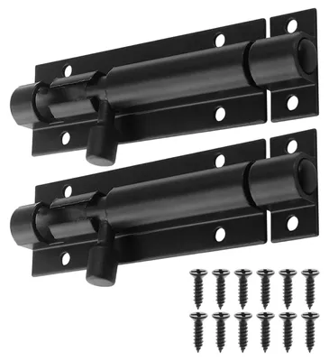 Produktbild von 2 Türschlösser aus Edelstahl, Riegel mit Schrauben, 7,6 cm, schwarz