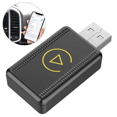 Produktbild von Kurzer CarPlay Android Auto Adapter Wireless, Plug & Play, Bluetooth 5.2, Auto USB Adapter, iOS Android kompatibel, Schwarz