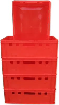 Produktbild von 5 Stück E2 Eurofleischkiste Stapelkiste Box Metzgerkiste Stapelbox rot. (5xE2 rot)