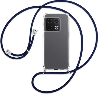 Produktbild von Handykette Backcover-Schutzhülle mit Band (Metall silberfarben) für OnePlus 10 Pro 5G - dunkelblau