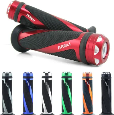 Immagine prodotto di Area1 manopole scooter moto 2 pezzi 1x 22mm + 1x 24-25mm (7/8 / 1 pollice) manopole manubrio manopole in gomma tipo bobina colore rosso