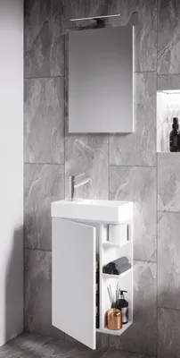 Produktbild von VCM 3-tlg Set | Waschplatz für Gäste WC | Gästebad Toilette | Waschtisch mit Spiegel | Badmöbel Badezimmer Set – Lumia
