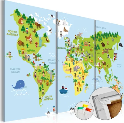 Produktbild von Vliesstoff Korkbild - Children's World 120x80 cm Für Kinder k-B-0046-p-e